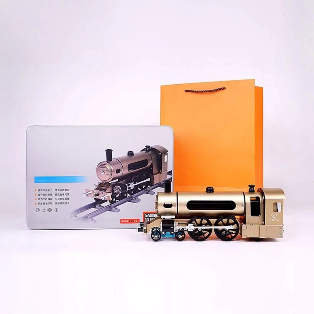 GearPlayer™ Teching Engine Steam Train Model With Pathway Full Aluminum Alloy Model Kits