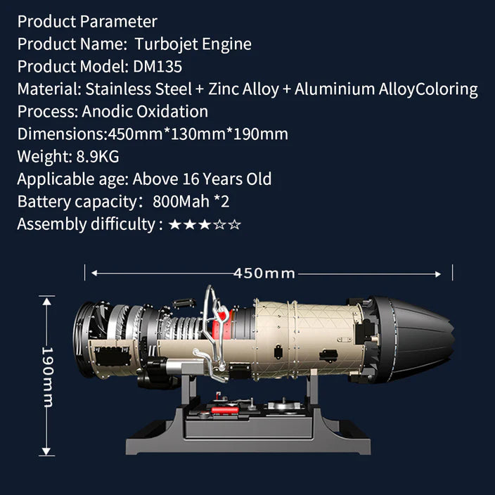 GearPlayer™WS-15 Turbofan Engine 1/20 Scale Model DIY Assembly Kits 150+ PCS