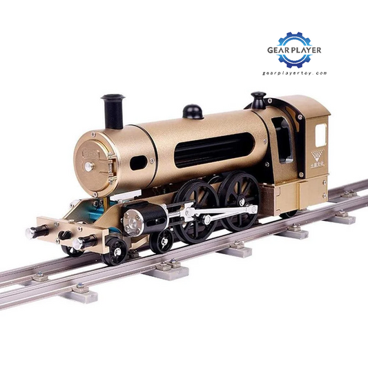 GearPlayer™  Teching Engine Steam Train Model With Pathway Full Aluminum Alloy Model Kits