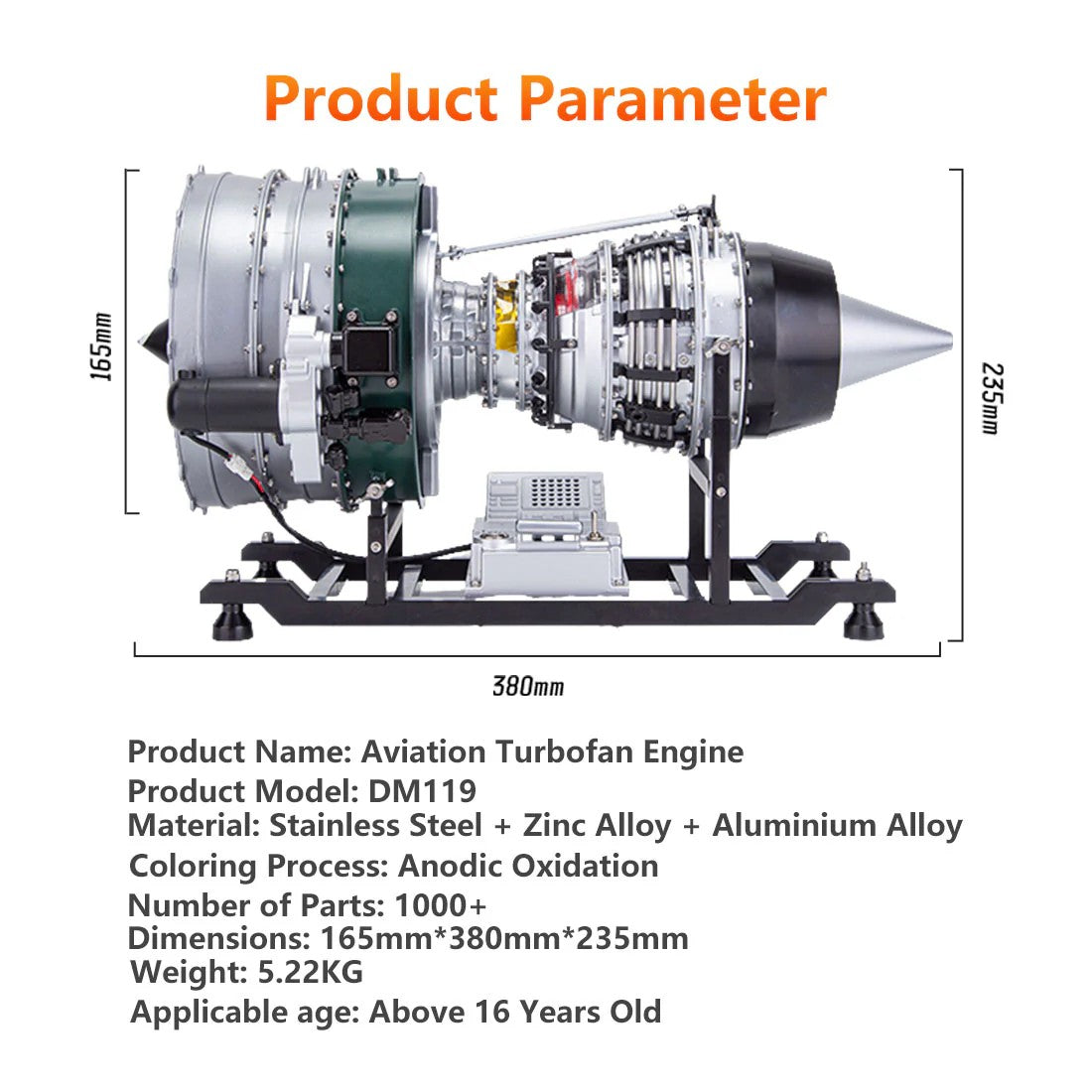 GearPlayer™ DIY Twin-spool Turbofan Engine Kits Assembly 1/10 Electric Aircraft Engine DM119